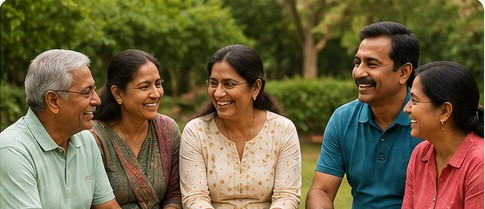 Indian family and friends spending time together representing connection and community